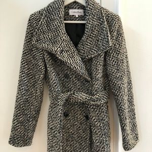 Calvin Klein Houndstooth Wool Women's Peacoat